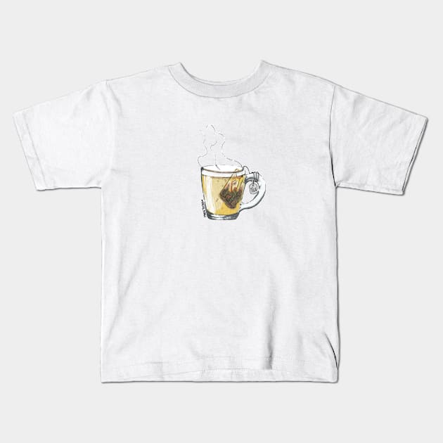 Cup of tea Kids T-Shirt by Marie Dudek